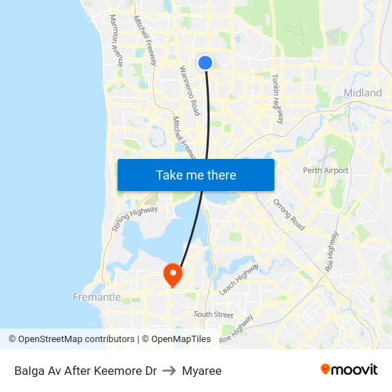 Balga Av After Keemore Dr to Myaree map