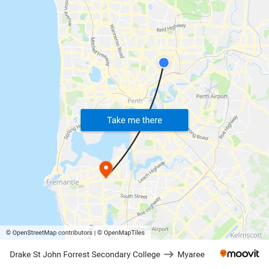 Drake St John Forrest Secondary College to Myaree map
