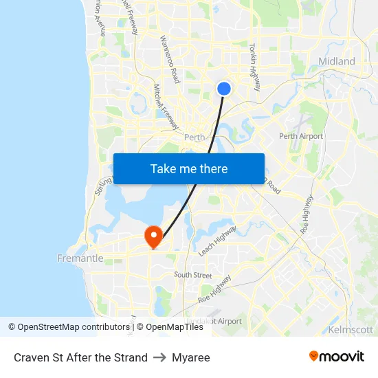 Craven St After the Strand to Myaree map