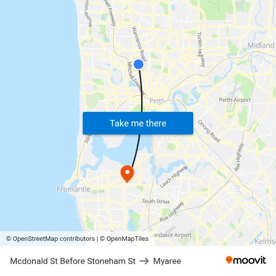 Mcdonald St Before Stoneham St to Myaree map