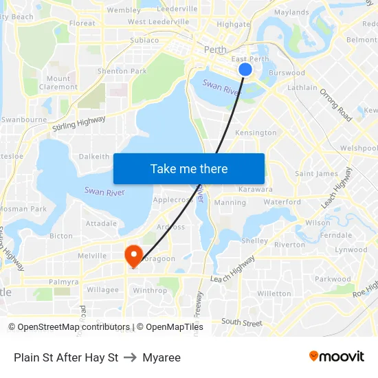 Plain St After Hay St to Myaree map