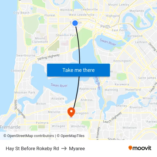 Hay St Before Rokeby Rd to Myaree map