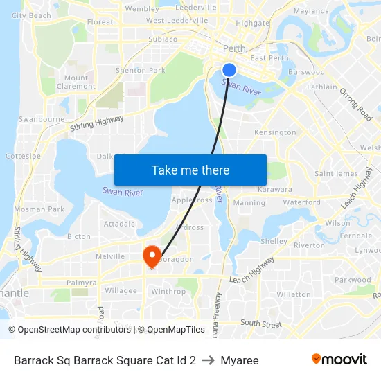 Barrack Sq Barrack Square Cat Id 2 to Myaree map
