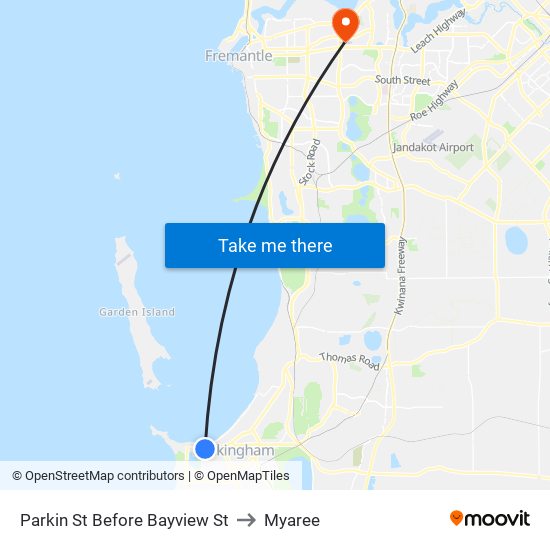 Parkin St Before Bayview St to Myaree map