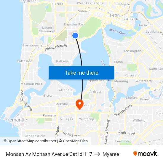 Monash Av Monash Avenue Cat Id 117 to Myaree map