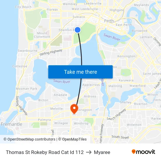 Thomas St Rokeby Road Cat Id 112 to Myaree map