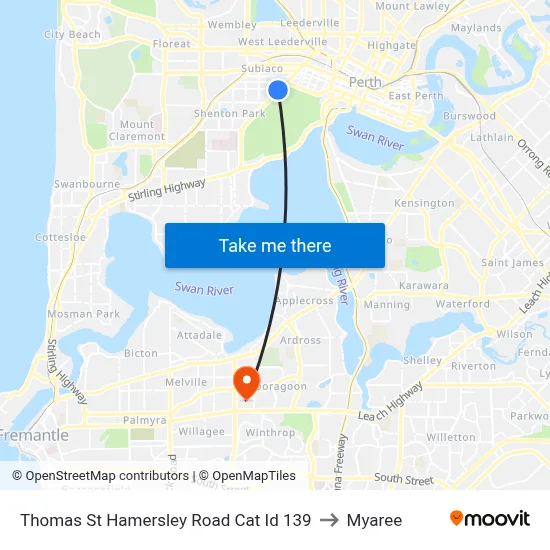 Thomas St Hamersley Road Cat Id 139 to Myaree map