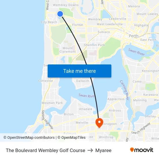 The Boulevard   Wembley Golf Course to Myaree map