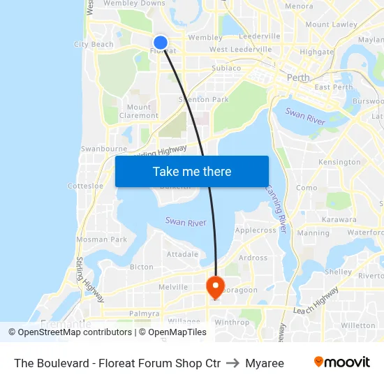 The Boulevard  - Floreat Forum Shop Ctr to Myaree map