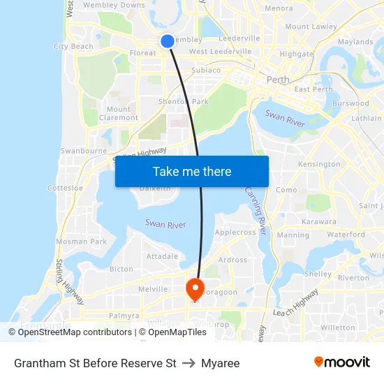 Grantham St Before Reserve St to Myaree map