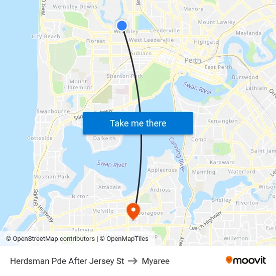 Herdsman Pde After Jersey St to Myaree map