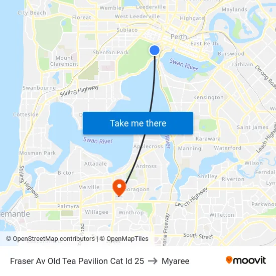 Fraser Av Old Tea Pavilion Cat Id 25 to Myaree map
