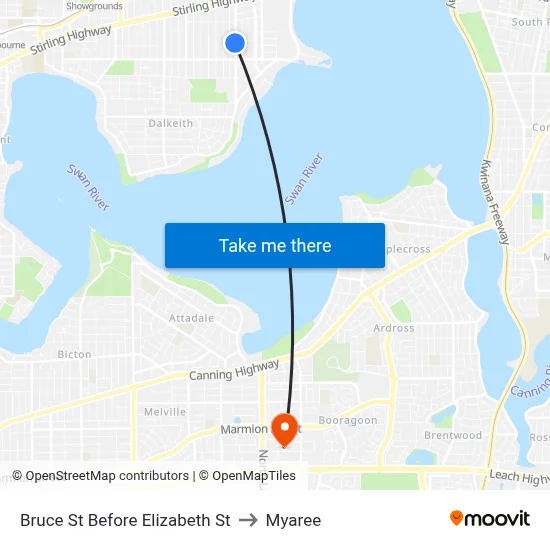 Bruce St Before Elizabeth St to Myaree map