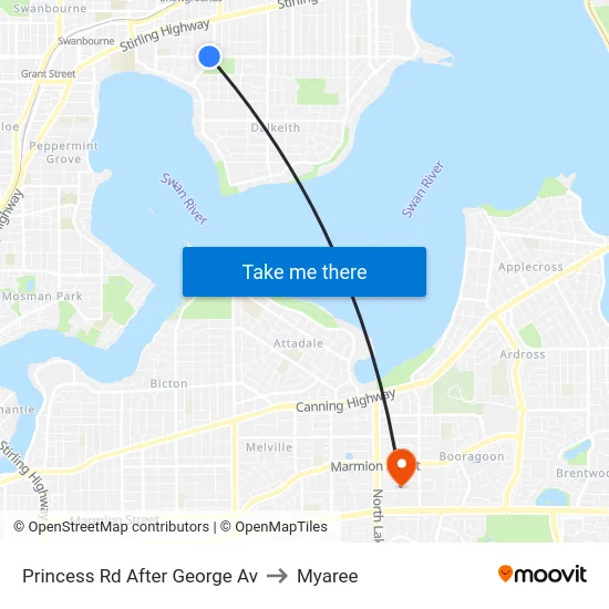 Princess Rd After George Av to Myaree map