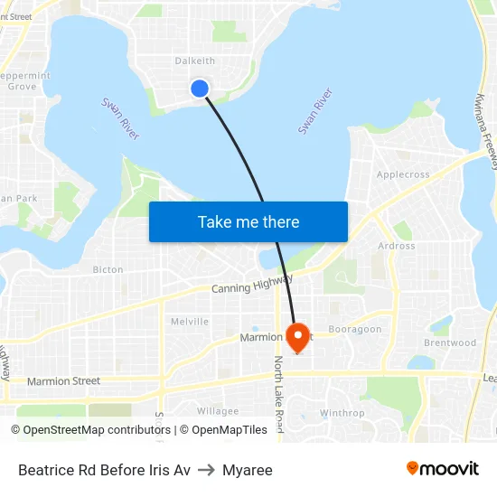 Beatrice Rd Before Iris Av to Myaree map