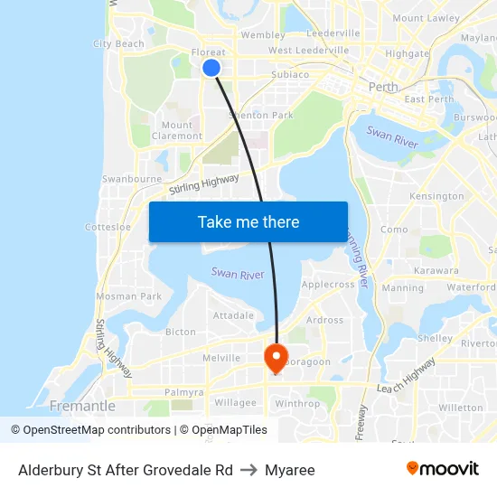 Alderbury St After Grovedale Rd to Myaree map