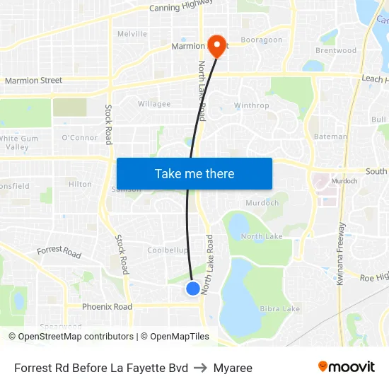 Forrest Rd Before La Fayette Bvd to Myaree map