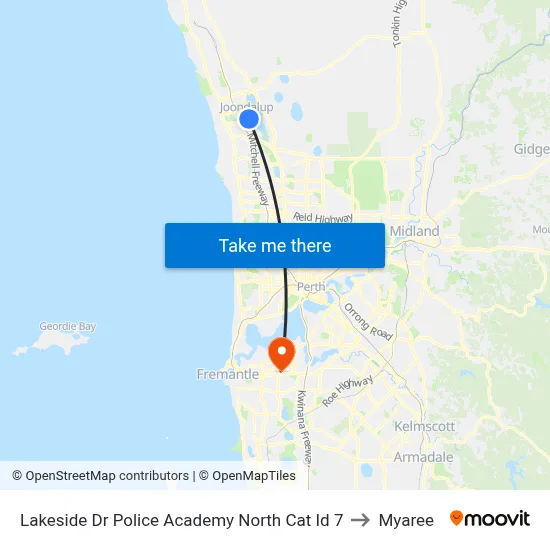 Lakeside Dr Police Academy North Cat Id 7 to Myaree map