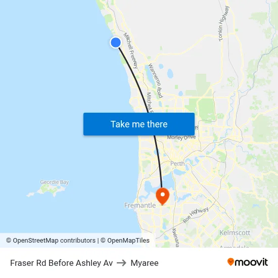 Fraser Rd Before Ashley Av to Myaree map