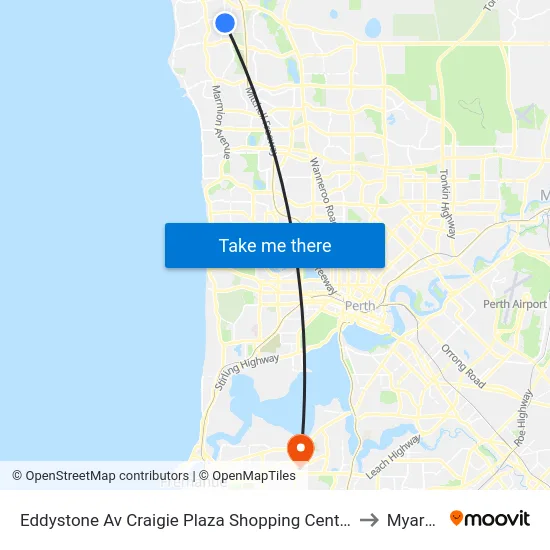 Eddystone Av Craigie Plaza Shopping Centre to Myaree map