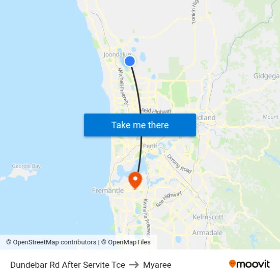 Dundebar Rd After Servite Tce to Myaree map