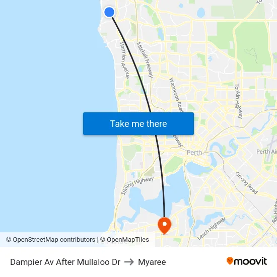 Dampier Av After Mullaloo Dr to Myaree map