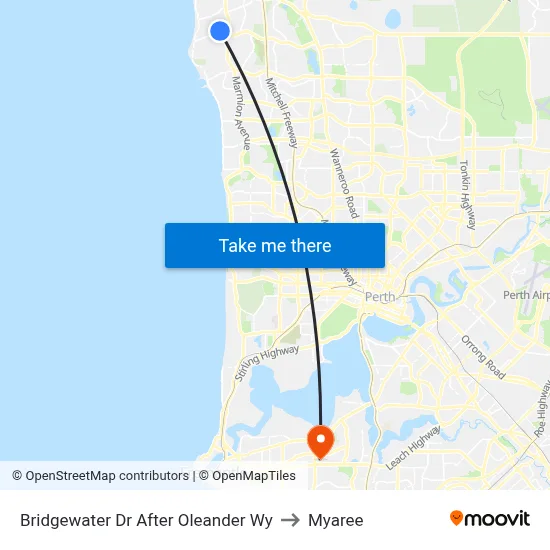 Bridgewater Dr After Oleander Wy to Myaree map