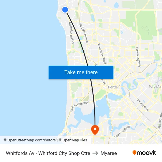Whitfords Av - Whitford City Shop Ctre to Myaree map