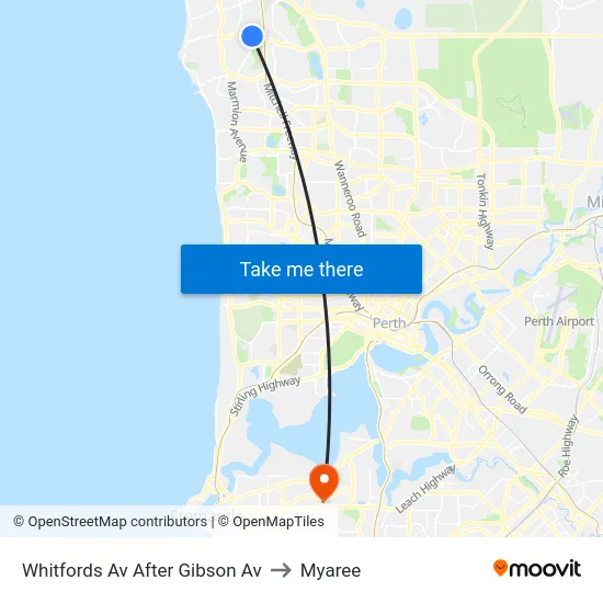 Whitfords Av After Gibson Av to Myaree map