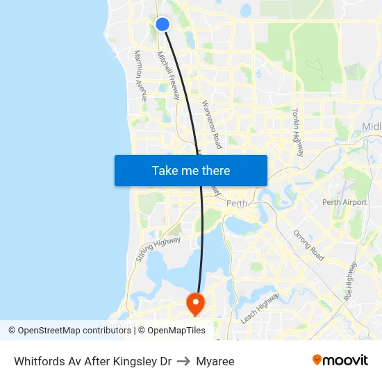 Whitfords Av After Kingsley Dr to Myaree map