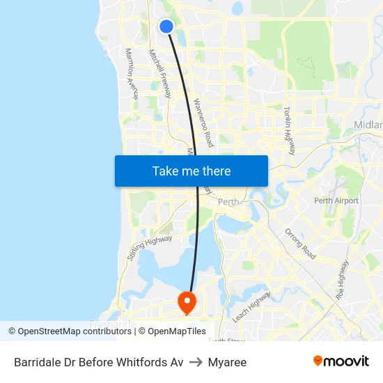 Barridale Dr Before Whitfords Av to Myaree map