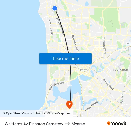 Whitfords Av Pinnaroo Cemetery to Myaree map