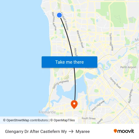 Glengarry Dr After Castlefern Wy to Myaree map