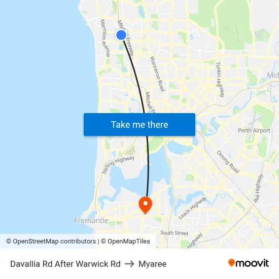 Davallia Rd After Warwick Rd to Myaree map