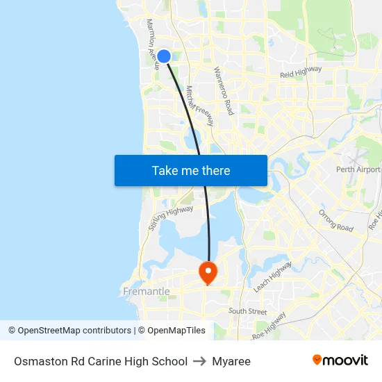 Osmaston Rd Carine High School to Myaree map