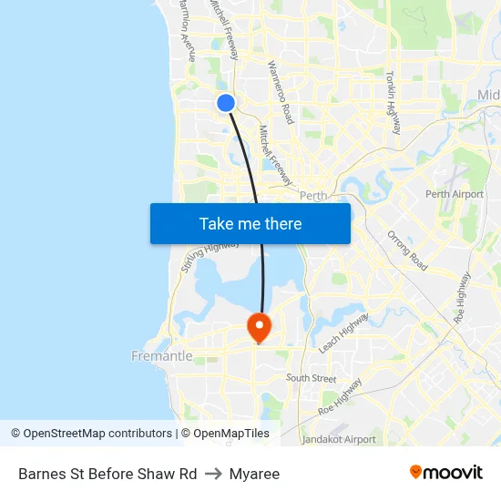 Barnes St Before Shaw Rd to Myaree map