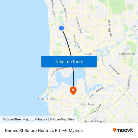 Barnes St Before Huntriss Rd to Myaree map