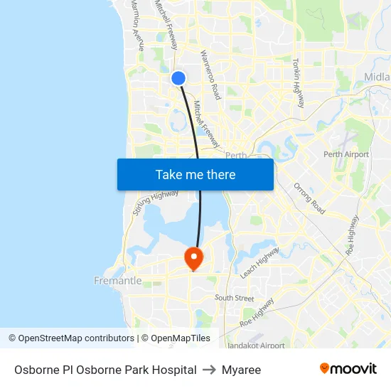 Osborne Pl Osborne Park Hospital to Myaree map