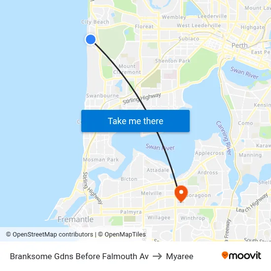 Branksome Gdns Before Falmouth Av to Myaree map