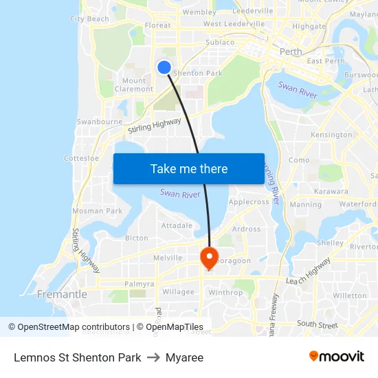 Lemnos St Shenton Park to Myaree map