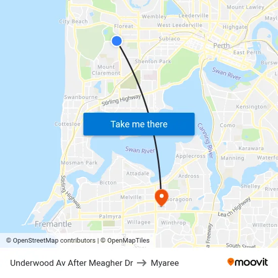 Underwood Av After Meagher Dr to Myaree map