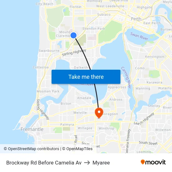 Brockway Rd Before Camelia Av to Myaree map