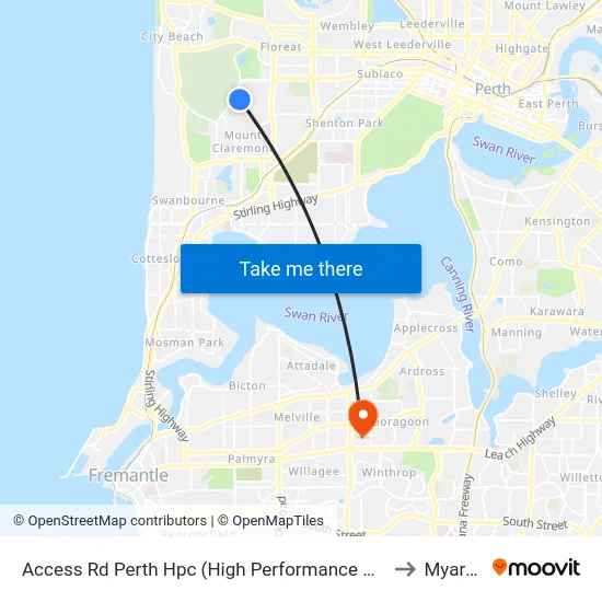 Access Rd Perth Hpc (High Performance Ctr) to Myaree map