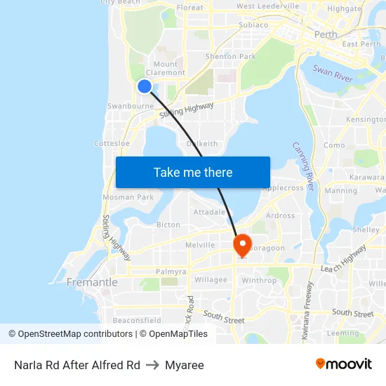 Narla Rd After Alfred Rd to Myaree map