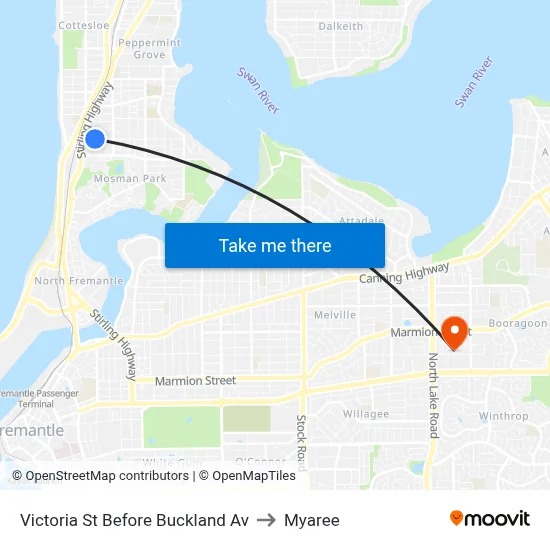 Victoria St Before Buckland Av to Myaree map