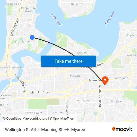 Wellington St After Manning St to Myaree map