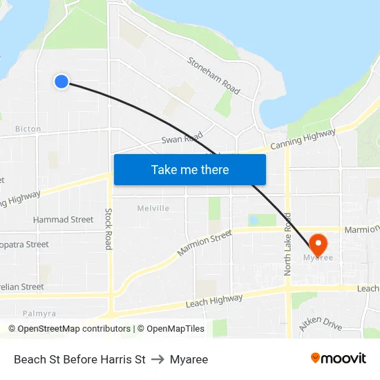 Beach St Before Harris St to Myaree map