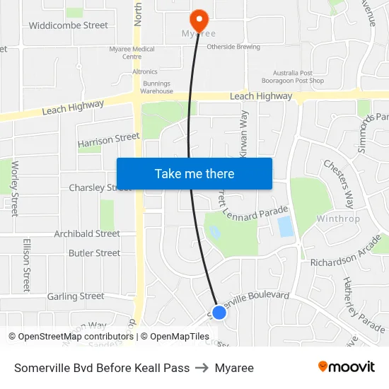 Somerville Bvd Before Keall Pass to Myaree map