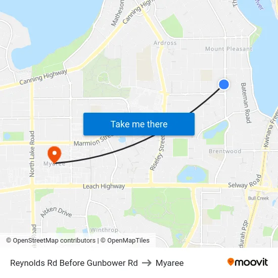 Reynolds Rd Before Gunbower Rd to Myaree map
