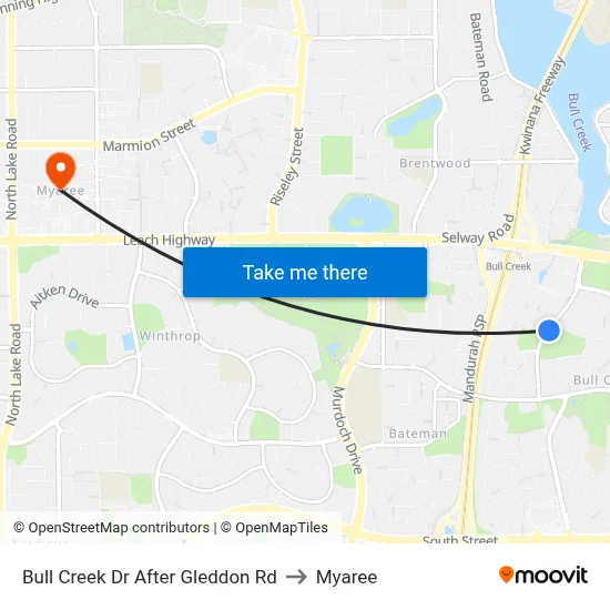 Bull Creek Dr After Gleddon Rd to Myaree map